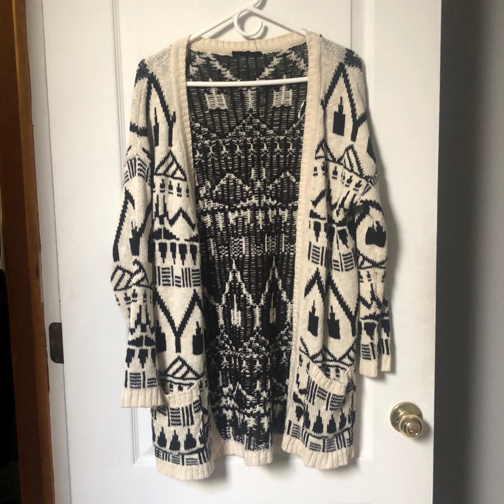 Cream and Black Cozy Cardigan